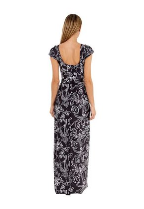 Vestido Largo Peace Estampado Negro Mercedes Campuzano