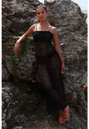 Vestido Largo Iku Negro Mercedes Campuzano