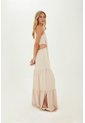 Vestido Largo Sophie Beige Mercedes Campuzano de Mercedes Campuzano
