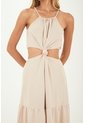 Vestido Largo Sophie Beige Mercedes Campuzano de Mercedes Campuzano