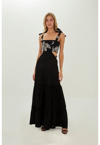Vestido Largo Muse Negro Mercedes Campuzano Mercedes Campuzano