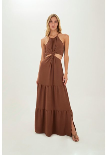 Vestido Largo Sophie Cafe Mercedes Campuzano