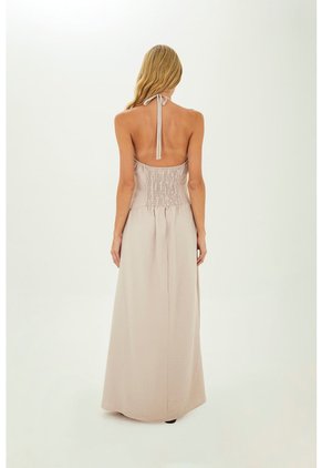 Vestido Largo Leah Beige Mercedes Campuzano