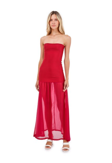 Vestido Largo Lunette Cherry Mercedes Campuzano
