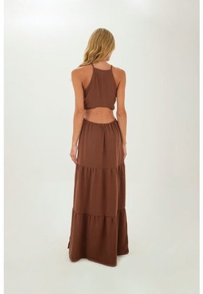 Vestido Largo Sophie Cafe Mercedes Campuzano