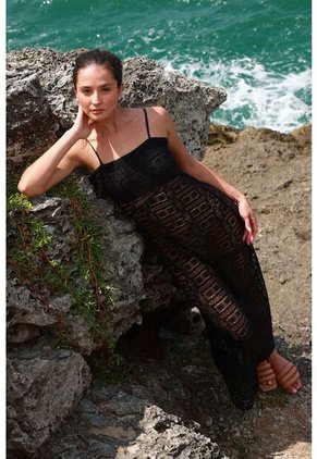 Vestido Largo Iku Negro Mercedes Campuzano