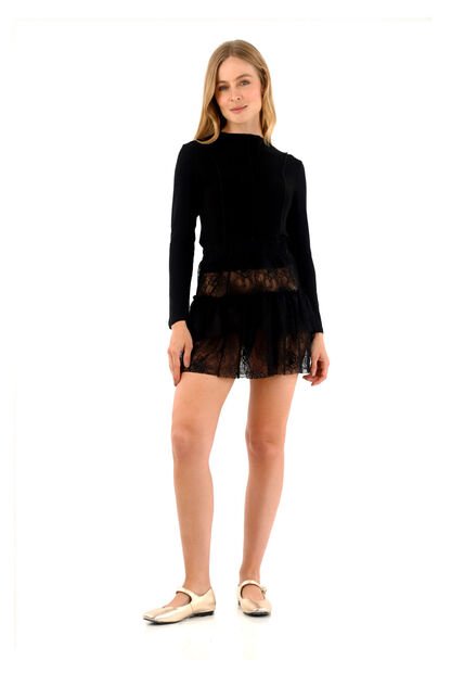 Falda Corta Solana Negro Mercedes Campuzano