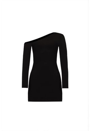 Vestido Corto Celeste Negro Mercedes Campuzano