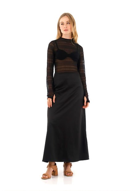 Falda Larga Starlight Negro Mercedes Campuzano