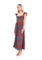 Vestido Largo Flora Palmeras Terracota Mercedes Campuzano de Mercedes Campuzano