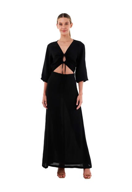 Vestido Largo Angelina Negro Mercedes Campuzano