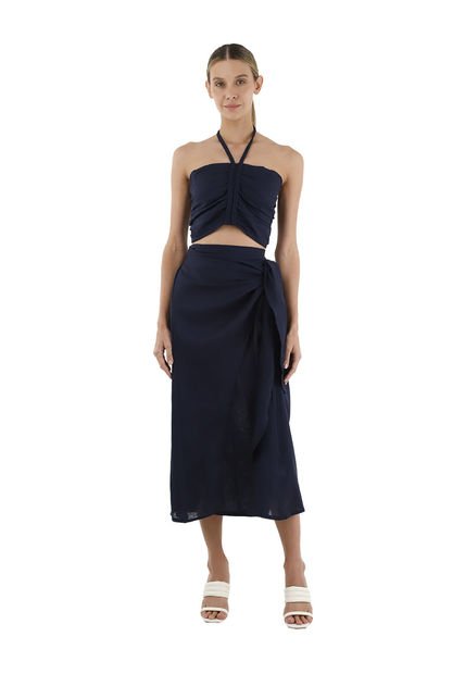 Falda Larga Niza Azul Oscuro Mercedes Campuzano
