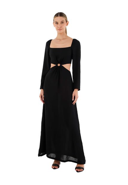 Vestido Largo Aura Negro Mercedes Campuzano