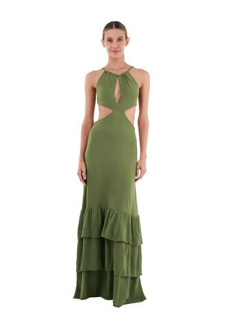 Vestido Largo Rue Verde Oscuro Mercedes Campuzano Mercedes Campuzano