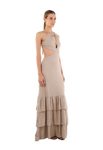 Vestido Largo Rue Toupe Mercedes Campuzano Mercedes Campuzano