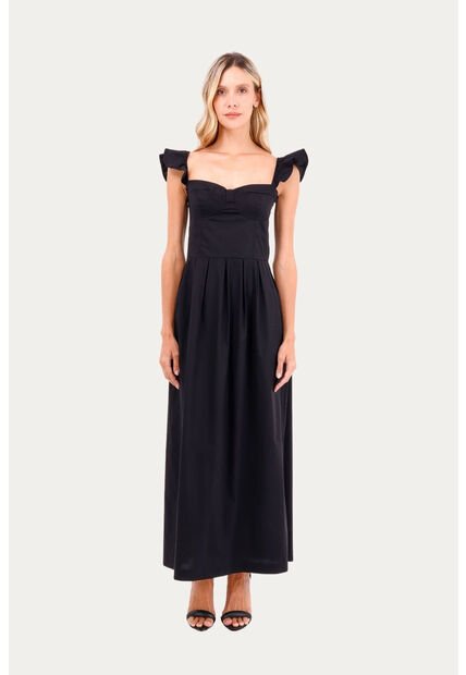 Vestido Largo Mellow Negro Mercedes Campuzano