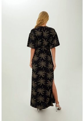 Vestido Largo Celeste Negro Mercedes Campuzano