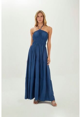 Vestido Largo Nayade Azul Mercedes Campuzano Mercedes Campuzano