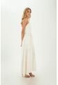 Vestido Largo Regine Beige Mercedes Campuzano de Mercedes Campuzano
