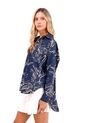 Camisa Boyfriend Haven Palmeras Azul Mercedes Campuzano de Mercedes Campuzano