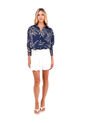Camisa Boyfriend Haven Palmeras Azul Mercedes Campuzano de Mercedes Campuzano