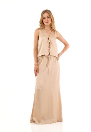 Falda Larga Brigitte Beige Mercedes Campuzano