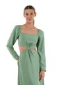 Vestido Largo Aura Verde Oscuro Mercedes Campuzano de Mercedes Campuzano