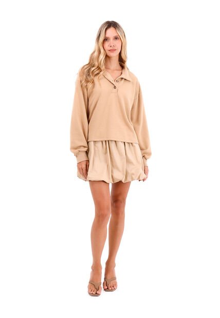 Falda Corta Coral Toupe Mercedes Campuzano