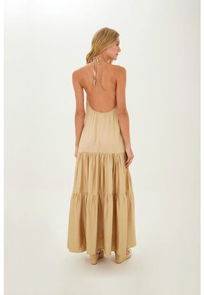 Vestido Largo Luzia Beige Mercedes Campuzano