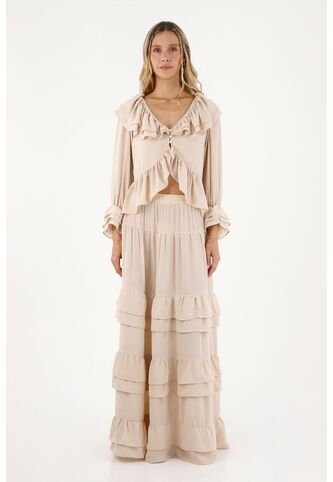 Falda Larga Julie Beige Mercedes Campuzano Mercedes Campuzano