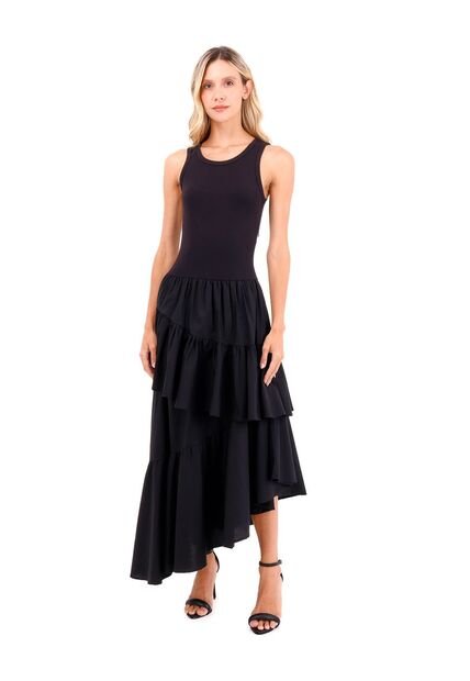 Vestido Largo Fuego Negro Mercedes Campuzano