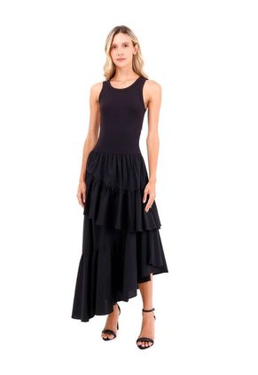 Vestido Largo Fuego Negro Mercedes Campuzano