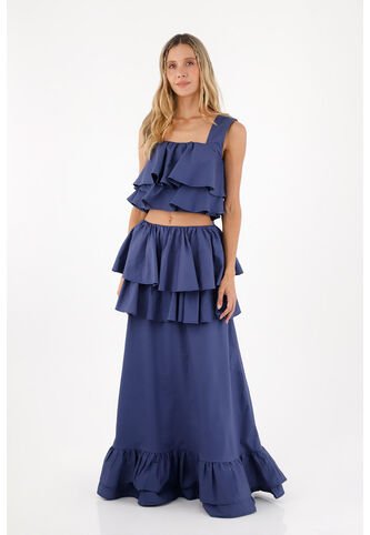 Falda Larga Brumelia Azul Oscuro Mercedes Campuzano Mercedes Campuzano