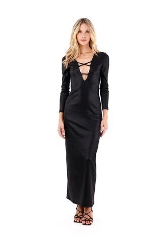 Vestido Largo Cielo Nocturno Negro Mercedes Campuzano Mercedes Campuzano