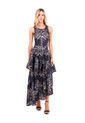 Vestido Largo Fuego Palmeras Negro Mercedes Campuzano de Mercedes Campuzano