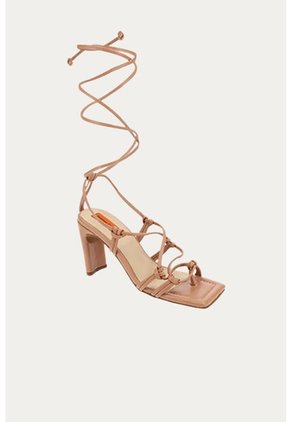 Sandalia Tacón Amelia Beige Mercedes Campuzano