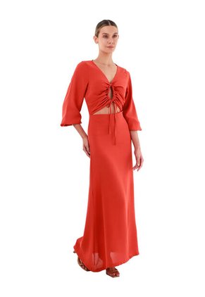 Vestido Largo Angelina Terracota Mercedes Campuzano