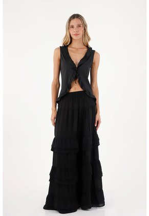 Falda Larga Julie Negro Mercedes Campuzano