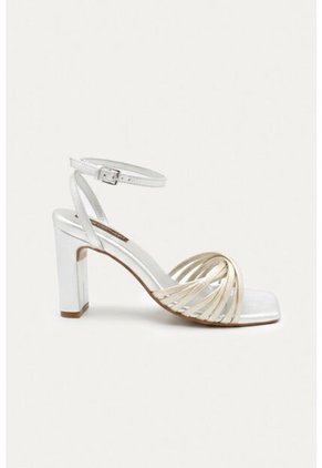 Sandalia Tacon Amber Dorado Mercedes Campuzano