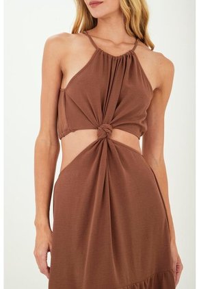 Vestido Largo Sophie Cafe Mercedes Campuzano