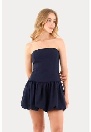 Vestido Corto Freya Azul Oscuro Mercedes Campuzano