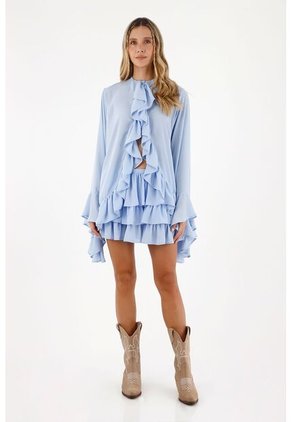 Camisa Aurea  Azul Claro Mercedes Campuzano