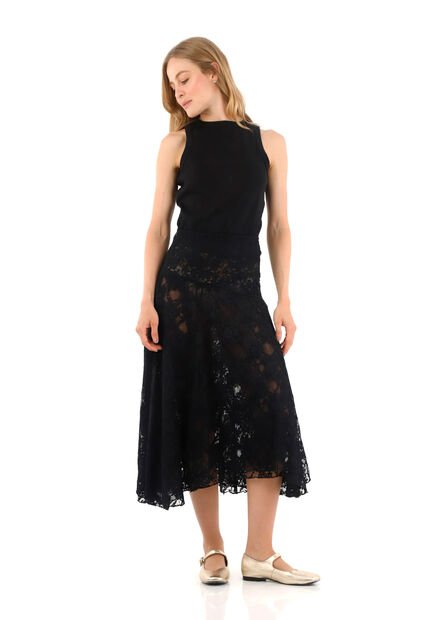 Falda Larga Samantha Negro Mercedes Campuzano