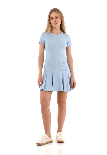 Vestido Corto Amelie Azul Claro Mercedes Campuzano