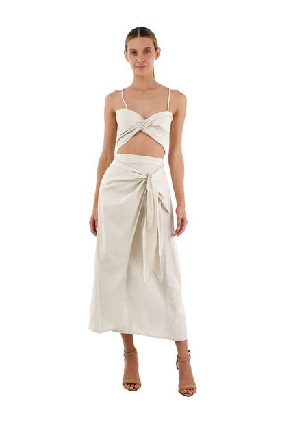 Falda Larga Niza Beige Mercedes Campuzano