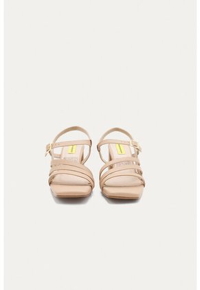 Sandalia Tacón Lia Beige Mercedes Campuzano