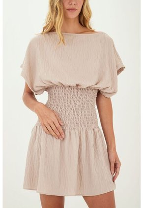 Vestido Corto Phoebe Beige Mercedes Campuzano