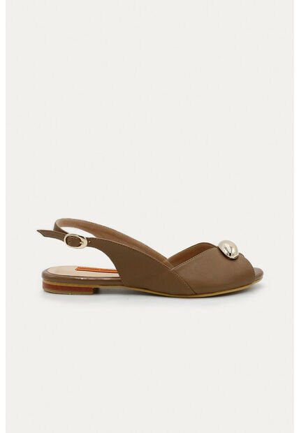 Sandalia Plana Lua Toupe Mercedes Campuzano