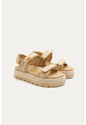 Sandalia Plataforma Lory Beige Mercedes Campuzano