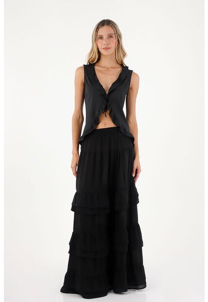 Falda Larga Julie Negro Mercedes Campuzano